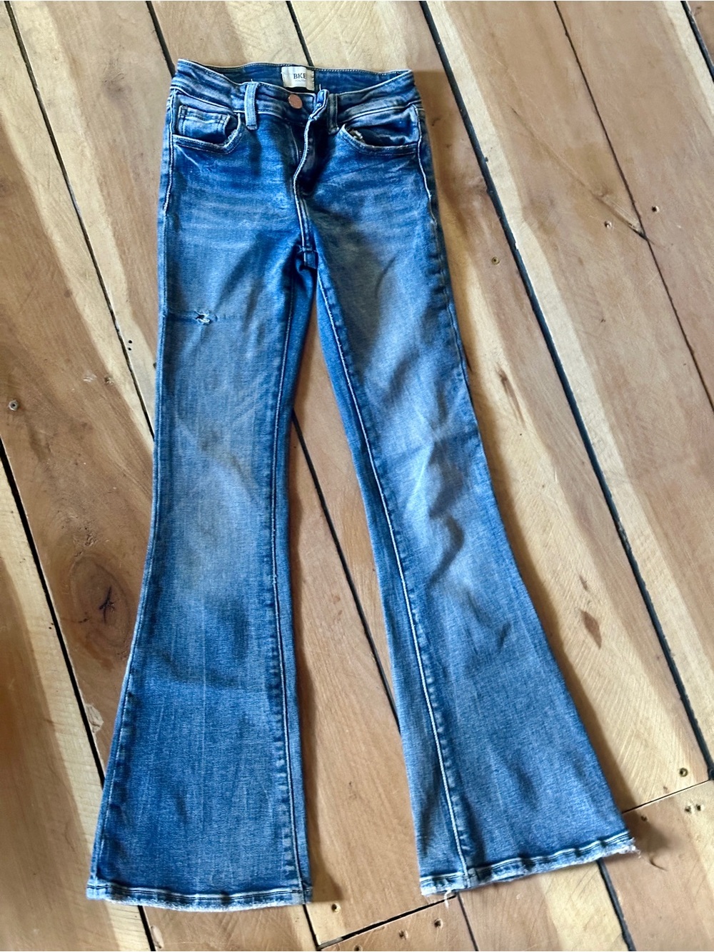 BKE Girls Size 10 Flare Jeans Light Wash Distressed Denim